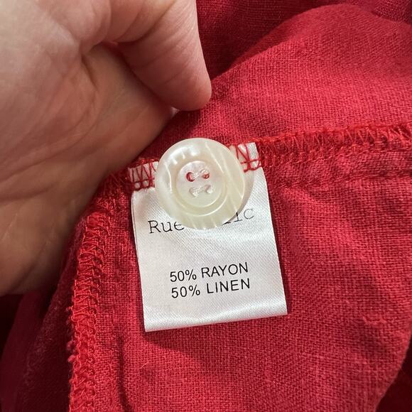 Rue Stiic Anthropologie Womens Linen Jumpsuit Size M Red Cropped Coastal Minimal - Picture 6 of 9